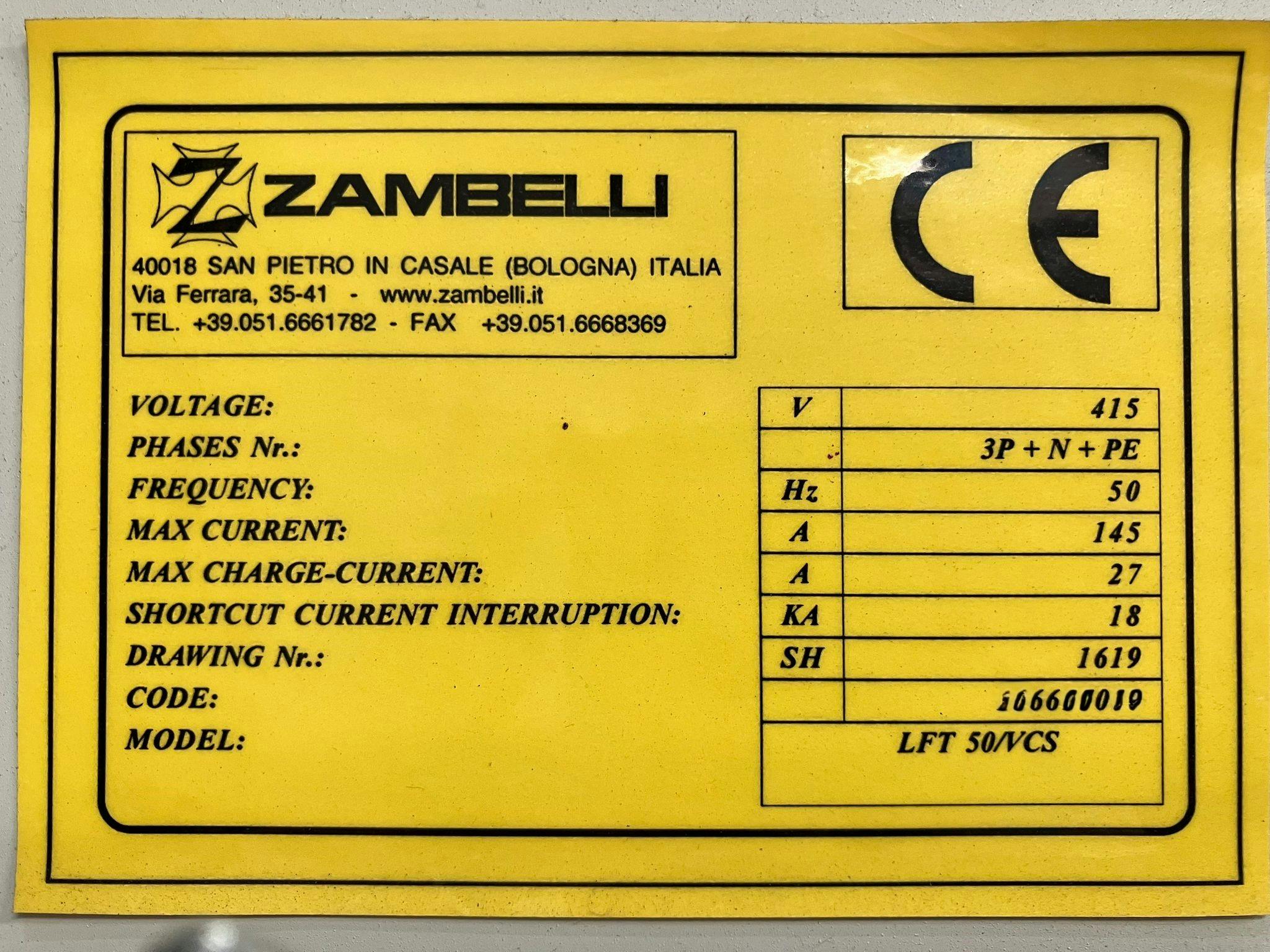 Nameplate of Zambelli LFT 50/VCS