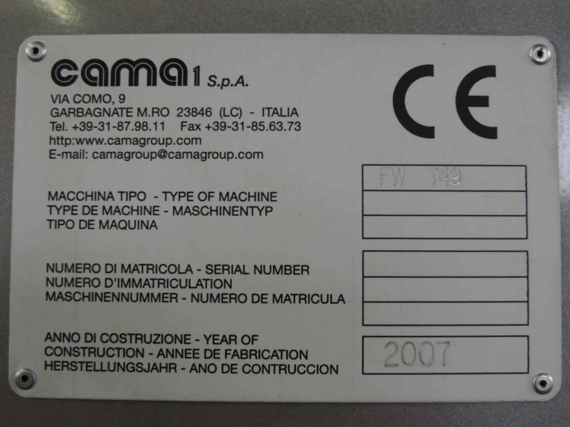 Nameplate of Cama Group FW 749