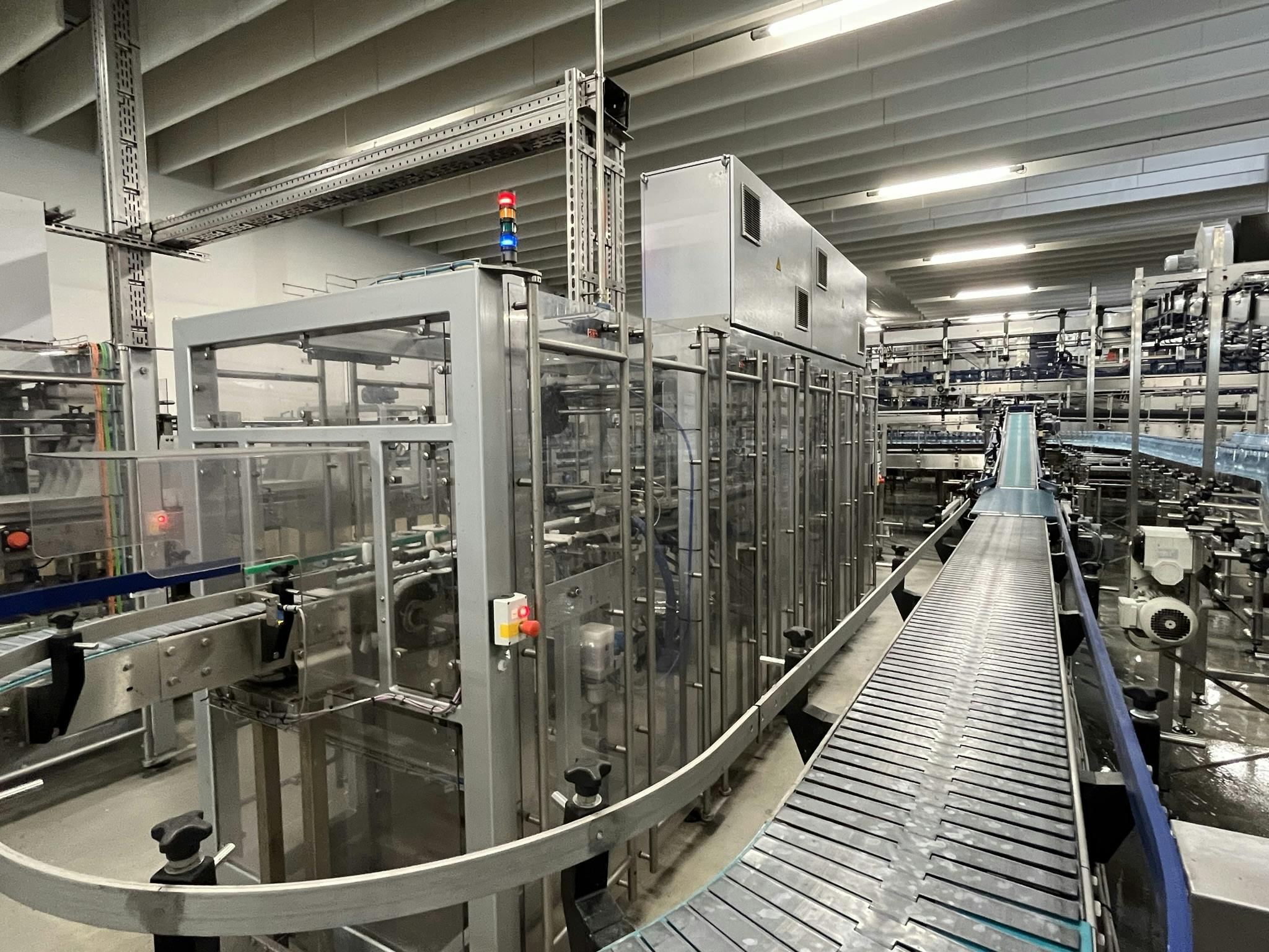 Side view of Meypack Meypack and Krones PET Bottling Line