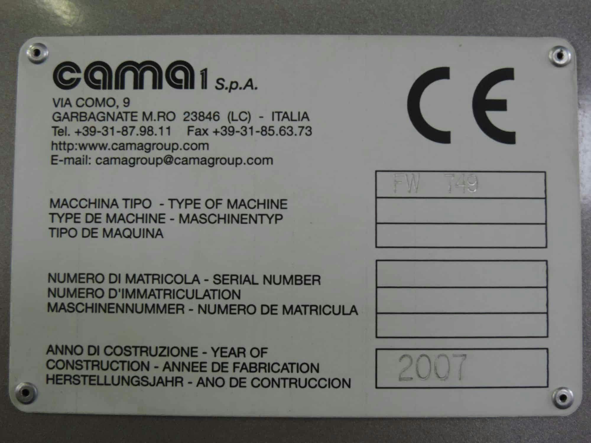 Nameplate of Cama Group FW 749 