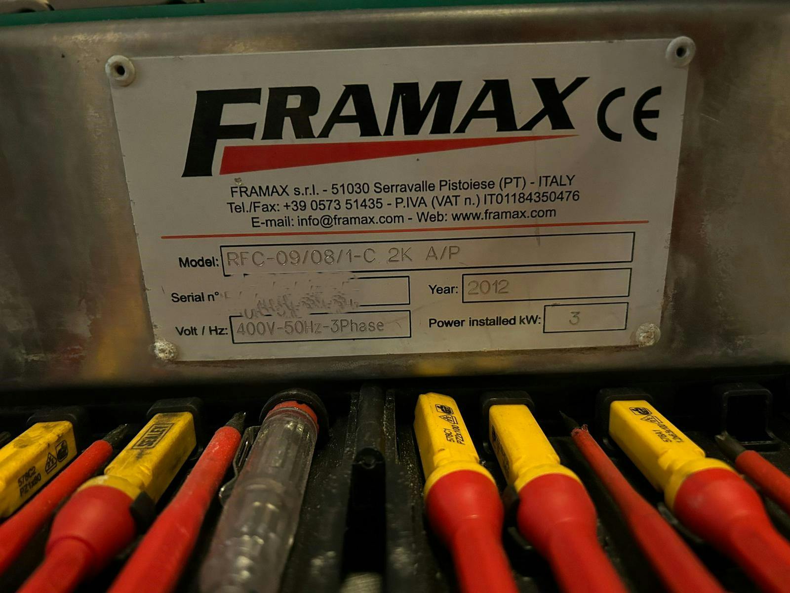 Nameplate of Framax RFC‐09/08/1‐C 2K A/P